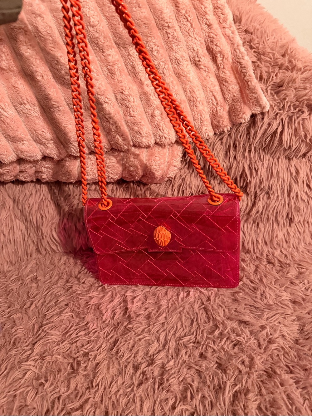 Kurt Geiger London Vinyl Kensington Crossbody Bag Pink
